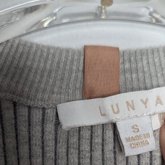 Lunya Gray Cozy Cotton Silk Ribbed Racerback Cropped Tank Top Stretch Size S - Picture 3 of 7